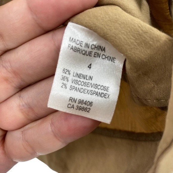 Theory Womens Size 4 Nancy Button Front Linen Blazer Jacket Neutral Tan Coastal - Picture 5 of 7